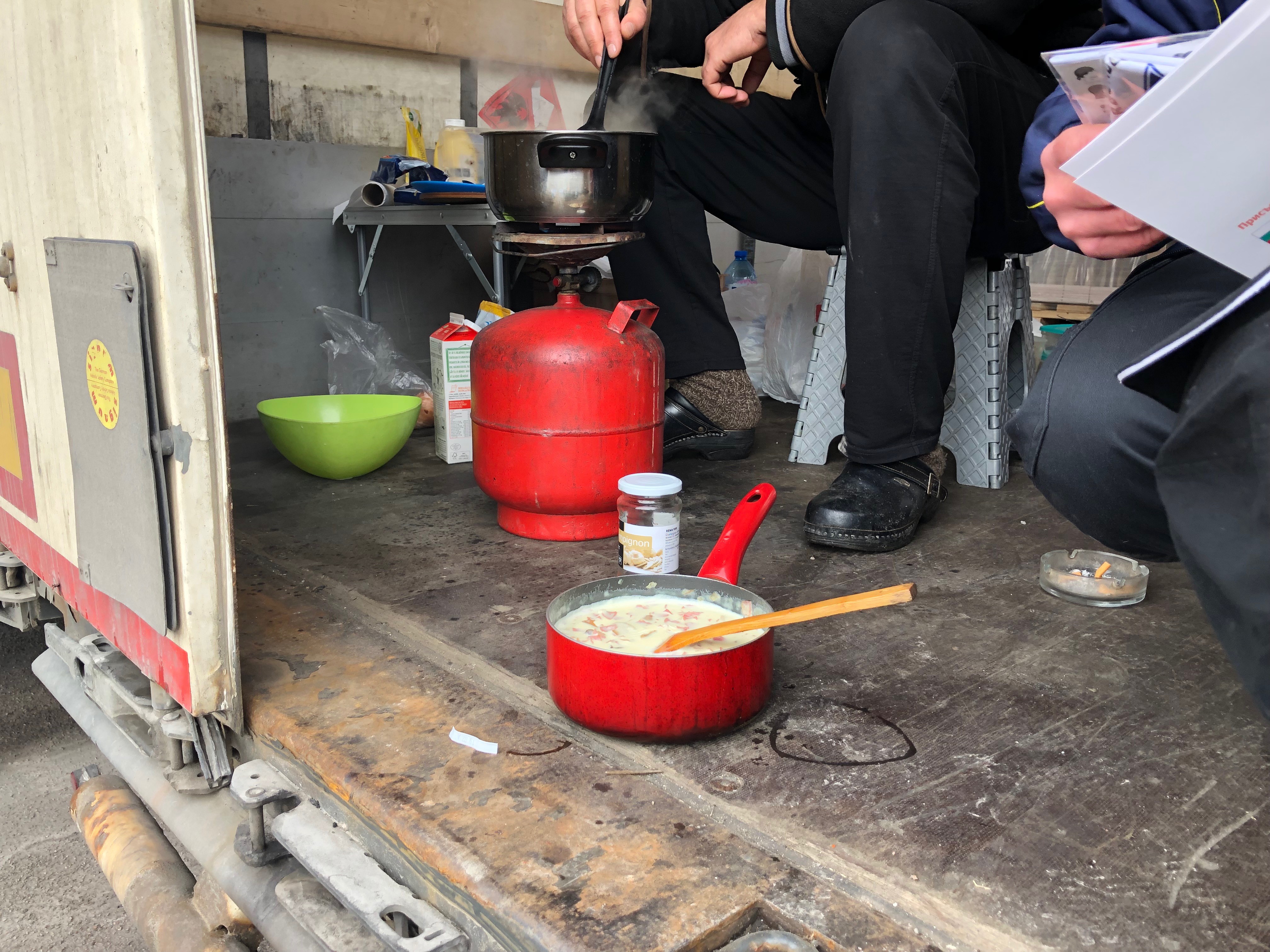 cooking in back of truck