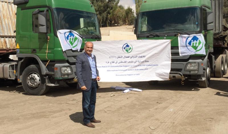 Bilal Malkawi, ITF Arab World representative regional secretary, with the latest shipment