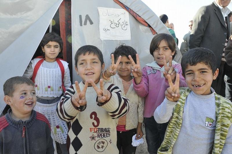 Children in Suruç refugee camp, Turkey