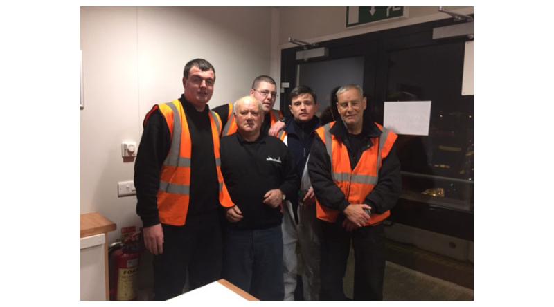 Dockers Kenneth Foster, Micky Byrne, Declan Quinn, Paul Farrell and James Kinsella welcome deal at Dublin Port