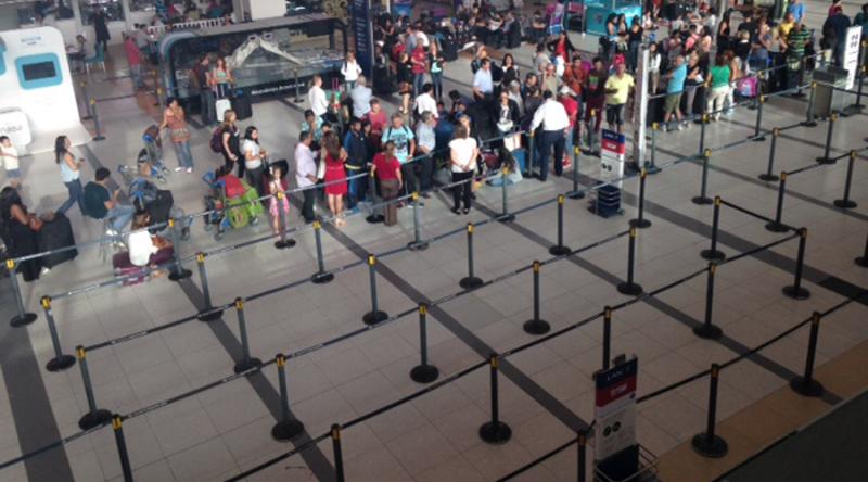 Empty aisles at the airport during the strike