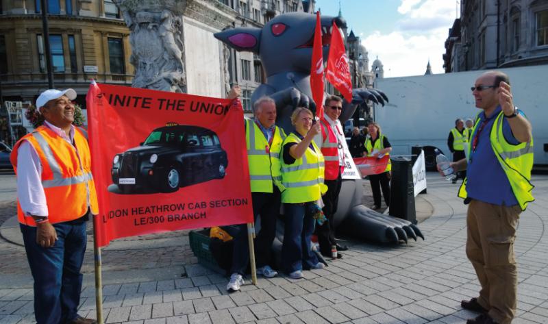 London taxi drivers protesting against unregulated competition, September 2014