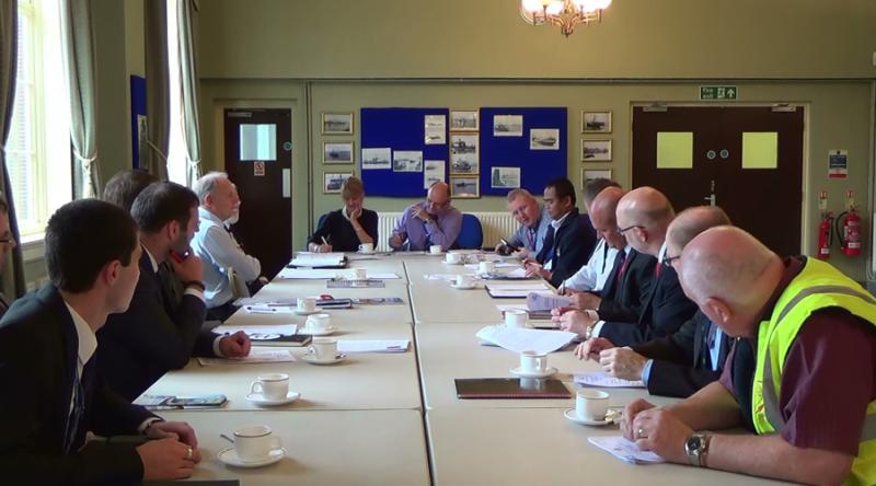 A port welfare committee meets in the UK. Credit: ISWAN