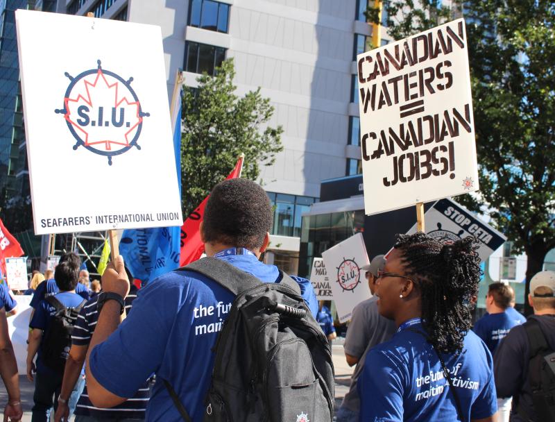 MRT activists supported Canadian seafarers in a rally in Montreal