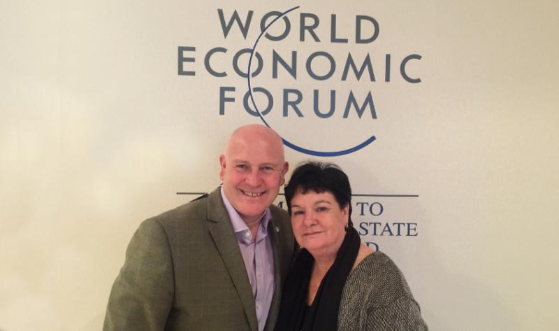 Steve Cotton and Sharan Burrow at the World Economic Forum