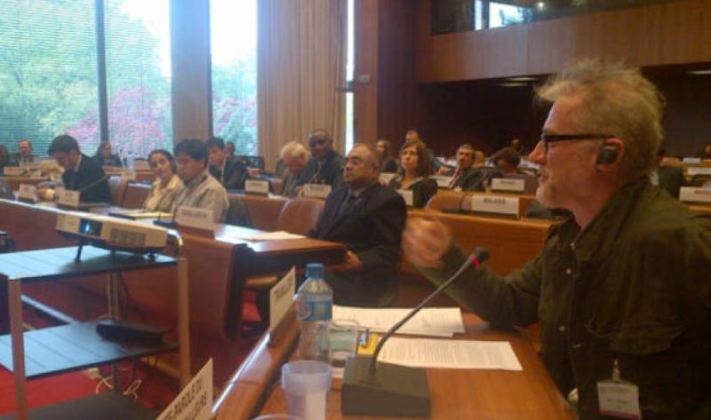 Tony Sheldon addressing the ILO meeting