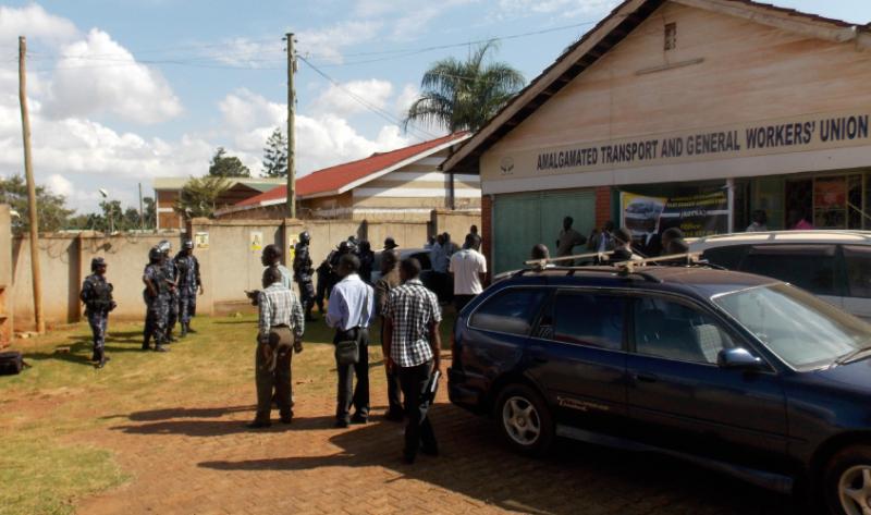 Police at ATGWU offices, Kampala